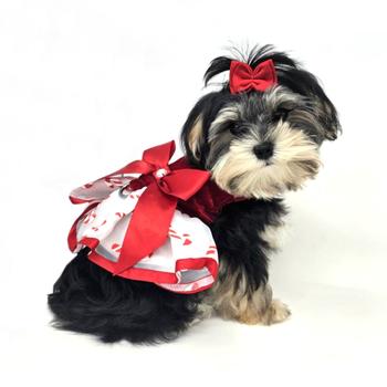 Holiday Dog Harness Dress - Candy Canes at Doggie Design